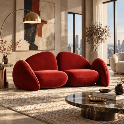 Rumi Modern Wabi Sabi Pebble Sofa Luxury Sculptural Sofa for Living Room, Lounge Area