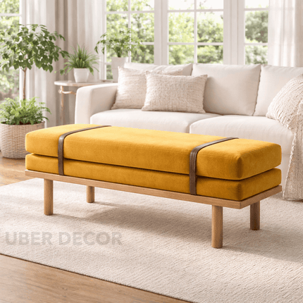 Havn Rest Japandi Upholstered Bench Scandinavian Minimal Living Dining Entryway Furniture