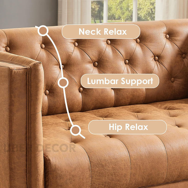 Manchester 78" Sofa- 3-Seater Upholstered Handmade Tufted Leather Chesterfield Style Couch for Living Room or Office - Uber Decor
