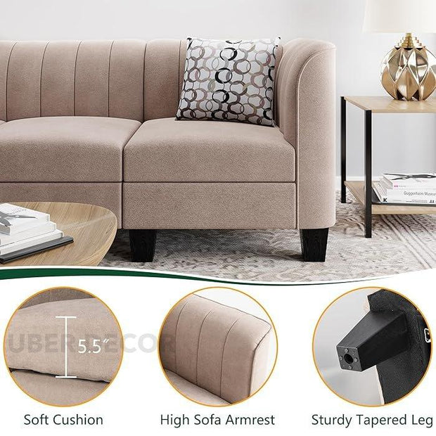 Casablanca 78" Sectional Sofa- Small 3-Seat L Shaped Convertible Sofa Couch with Chaise for Small Spaces - Uber Decor