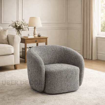Velora- Upholstered Optional 360 Revolving Swivel Accent Chair with Low Back and Round Base
