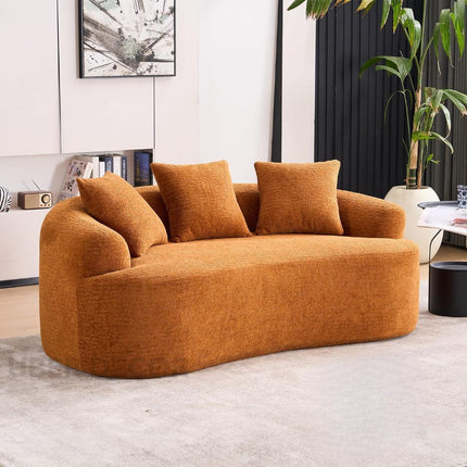 Oslen 62" 2-Seater Japandi Curved Loveseat – Oversized Wabi Sabi Style Couch for Living Room