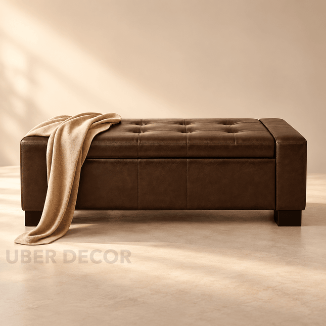 Rowan Rectangular Storage Bench with Lift Top Lid Classic Organizer for Bedrooms, Living Rooms & Entryway Corners
