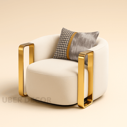 Aurelia Luxe – Modern Gold Metal Frame Accent Chair for Living Room, Bedroom & Dining Spaces
