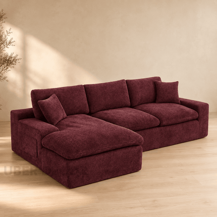 Cleveland Sectional Sofa Couch with Lounger Contemporary Modern Luxury Furniture for Lounge, Studio, and Family Suite