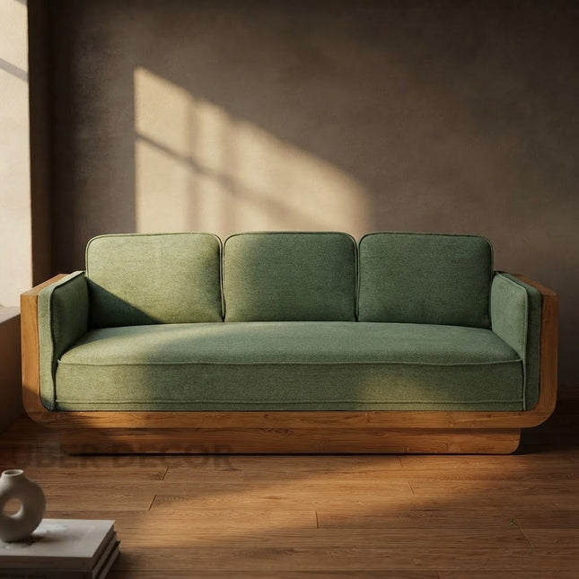 Hanoi Modern Wooden Sofa – Ready to Dispatch Luxury Couch with Woven Side Panels for Living Room