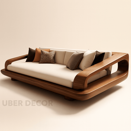 Toronto Luxury Wooden Sofa Sculptural Modern Couch for Living Room
