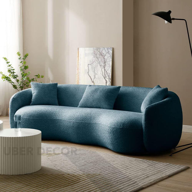 Delhi 94" Curved Sofa- Modern Curved Sofa in Boucle Fabric- Soft and Comfortable Seating - Uber Decor
