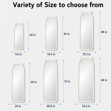 Mickey Ears Upholstered Full-Length Floor Mirror- Cute Bunny Ears Mirror for Kids or Girls Bedroom