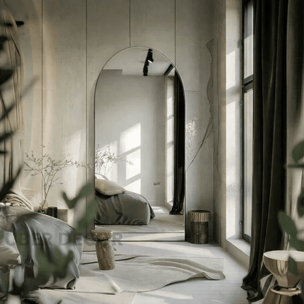 Vana Frameless HD Mirror - Asymmetrical Arched Wall Mirror Sculptural Modern Home Decor