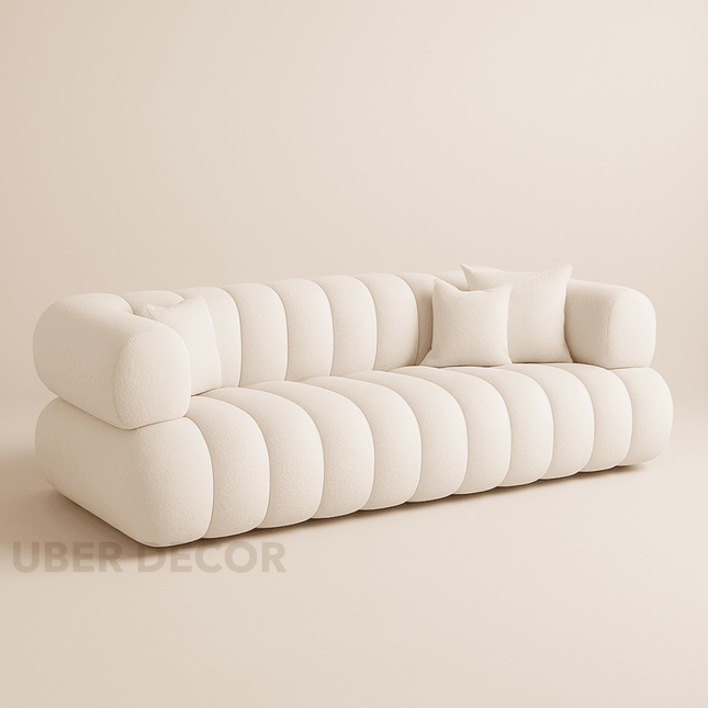 CloudHaven 3-Seater Nordic Style Curved Lambswool Sofa – Ultra-Soft Luxury Couch