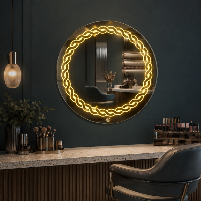 Haloir round led mirror- 3-colour touch button front or backlit frameless bathroom vanity mirror