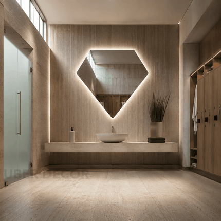 Gemma Diamond-Shaped LED Mirror – Frameless Wall Hanging Mirror with either Front or Back Lit for Vanity & Bathroom