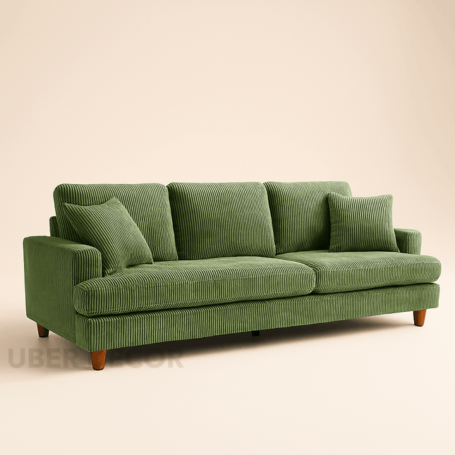 Snugrio 87″ 3‑Seater Corduroy Sofa – Modern Wabi‑Sabi Couch for Living Room & Lounge Areas