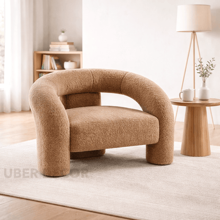 Zagora Nordic Accent Chair – Minimalist Wood-Framed Puff Seat for Living Room, Bedroom, Balcony & Reception Spaces