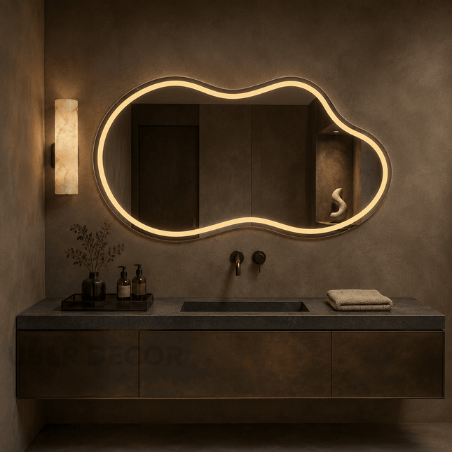 Elodie Cloud-Shaped Frameless Wall Hanging LED Mirror – Front Lit or Back Lit for Vanity & Modern Spaces