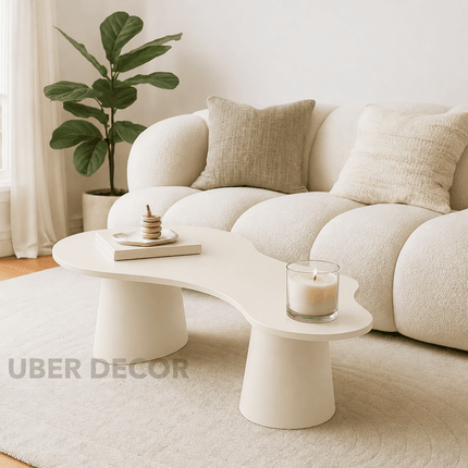 Vistula Mid Century Modern Japandi Coffee Table Scandinavian Freeform Center Table with Cylindrical Legs Custom Made for Living Room