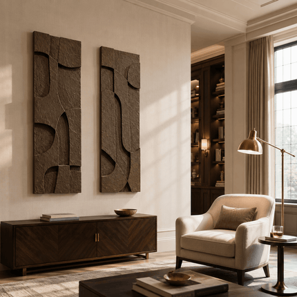 Carved Path Rhythm Japandi 3D Wall Art Set of 2 – Living Room Panels