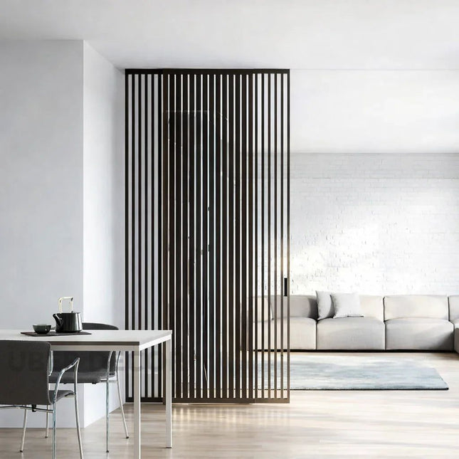 ZENRIX Vertical Slat Stainless Steel Room Divider Floor To Ceiling Partition For Living Room Dining Area And Open Layouts