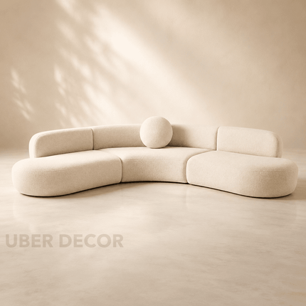 Canterbury Curved Sectional Sofa Couch Japandi Wabi Sabi Style Modern Luxury Furniture for Living Room