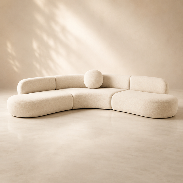 Canterbury Curved Sectional Sofa Couch Japandi Wabi Sabi Style Modern Luxury Furniture for Living Room