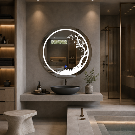 Arboris led mirror front-lit or backlit touch button led frameless bathroom vanity mirror
