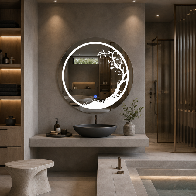 Arboris led mirror front-lit or backlit touch button led frameless bathroom vanity mirror