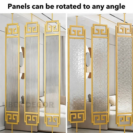 IONYX Stainless Steel Glass Room Divider With Ribbed Panel Modules For Living Room Bedroom And Transitional Interior Zones