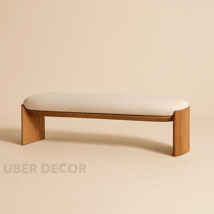Sova Arc – Nordic Minimalist Solid Wood Bench with Comfort Cushion for Bedroom, Living Room, or Entryway