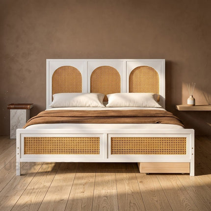 TeakTide Arched Rattan Platform Customisable Bed for Modern Boho Bedrooms