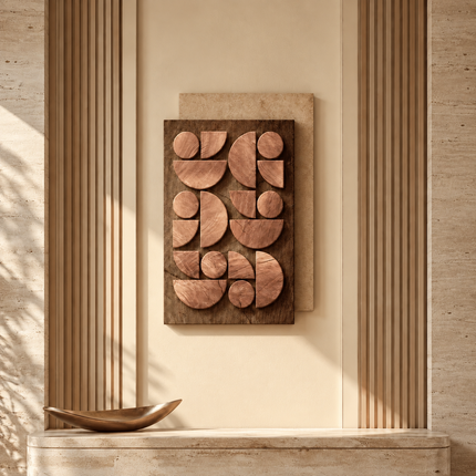 Circle Form Harmony Japandi Wooden Wall Art – Semi Circle for Entryway