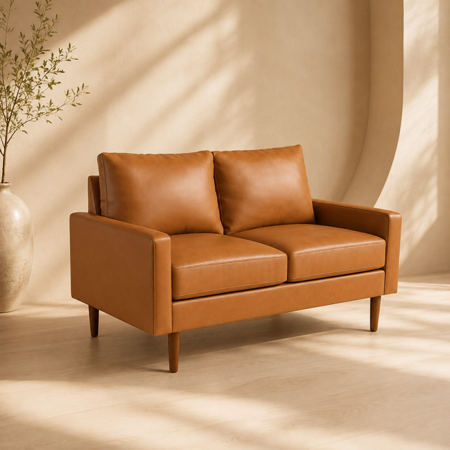 Rikka 57" Square Arm 2-Seater Couch Customisable Compact Sofa for Living Room or Office