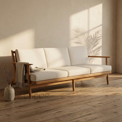 Houston 3-Seater Mid-Century Modern Sofa Wooden Frame Minimalist Couch for Living Room
