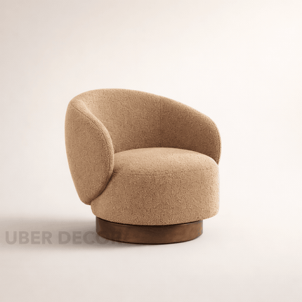 Amira Modern Fabric Swivel Accent Chair- Round Barrel Armchair Upholstered Chair for Bedroom, Reading, Waiting, Living Room
