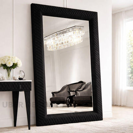 Cambridge Classic Tufted Full-Length Rectangular Upholstered Bedroom Mirror- Luxury Mirror