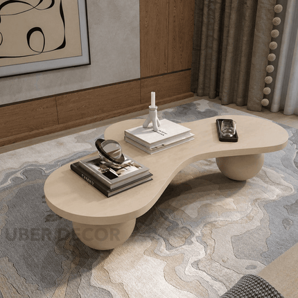 Aras River Flow Mid Century Modern Japandi Center Table with Organic Sculptural Legs for Living Room