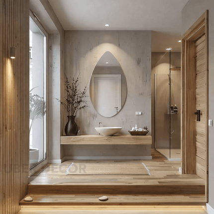 Olen Frameless HD Mirror - Elegant Ellipse Wall Mirror for Bathroom, Entryway & Japandi-Inspired Spaces