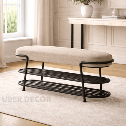 NordSleek Shoe Organizer Stool | Advanced Nordic Design for Entryway & Clothing Store | Multifunctional Furniture Piece