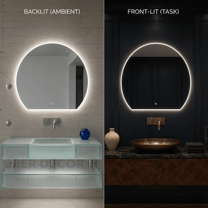 Daisy Round LED Vanity Mirror – Frameless Wall Hanging Mirror with Front Lit or Back Lit