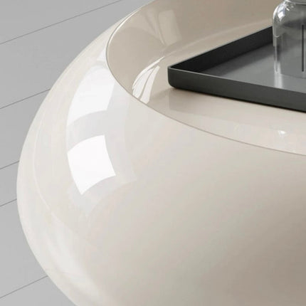 Cooper’s Creek Coffee Table Set, Modern Futuristic Glass and Glossy White Pod Center Tables for Living Room