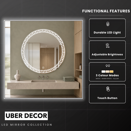 Miranova Venetian Led mirror- 3-colour front lit or backlit touch button led frameless bathroom vanity mirror
