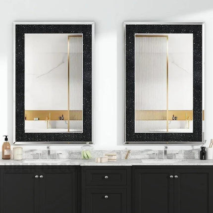 TwinkleBeam Crystal Wall Mirror with LED Light- Crushed Diamond Luxury Mirror for Bedroom