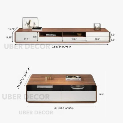 Viano Plain – Modern TV Cabinet, Nordic Inspired Low Console with Rounded Edge Design