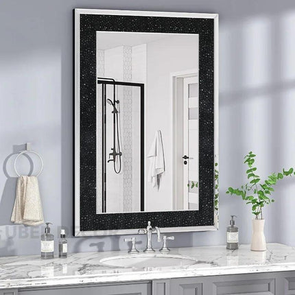 TwinkleBeam Crystal Wall Mirror with LED Light- Crushed Diamond Luxury Mirror for Bedroom