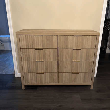 Riviera Slat 8-Drawer Chest – Modern Scandinavian Solid Wood Cabinet with Natural Oak Finish & Custom Color Options for Bedroom, Living Room, Entryway