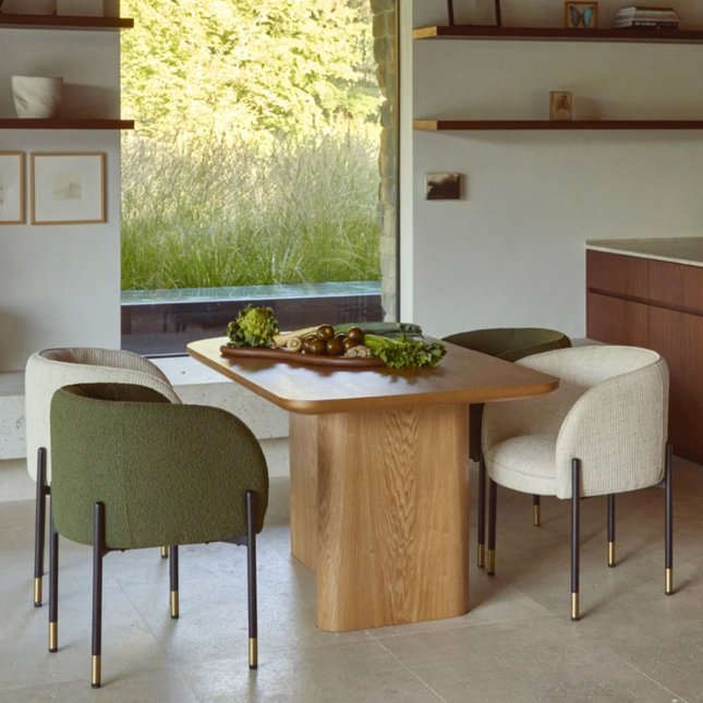 Elvon Dining Table Soft Edge Slab Design Mid Century Modern Scandinavian Inspired Solid Wood Dining Table for Dining Room