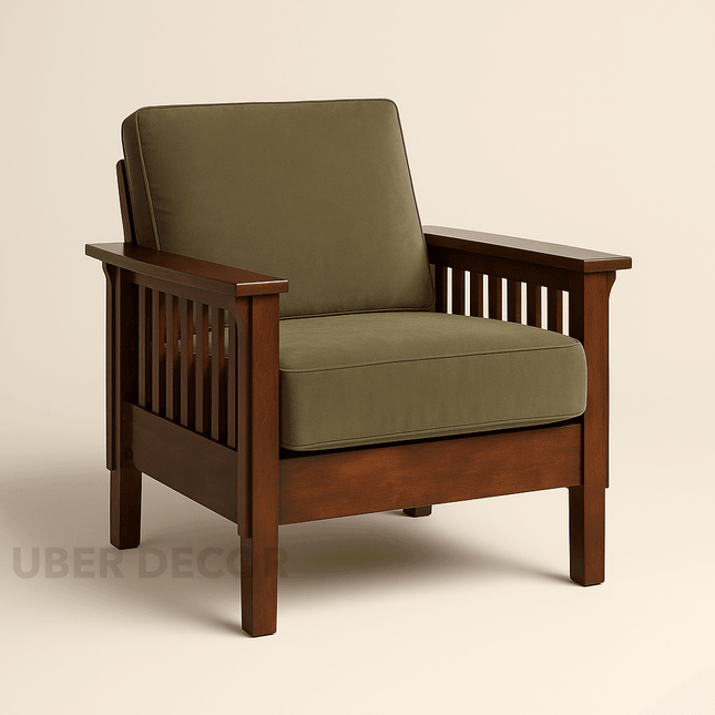 Talia- Solid Wood Modern Fusion Reclined Back Upholstered Armchair for Living Room or Bedroom