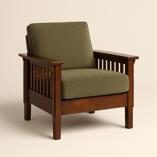 Talia- Solid Wood Modern Fusion Reclined Back Upholstered Armchair for Living Room or Bedroom