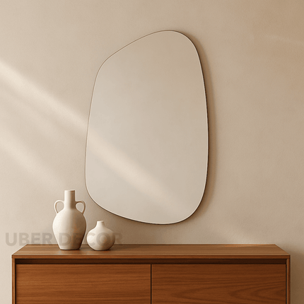 Abstract Frameless Wall Mirror-Unique Stylish Wavy Irregular Mirror Design for Bathroom, Powder Room or Living Room