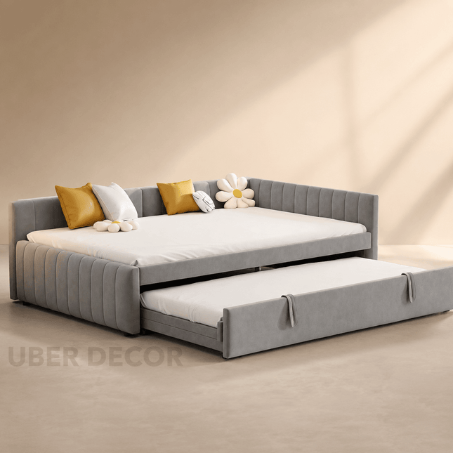 Adana Channel-Tufted Daybed – front view showing channel tufting for kids and teens rooms India